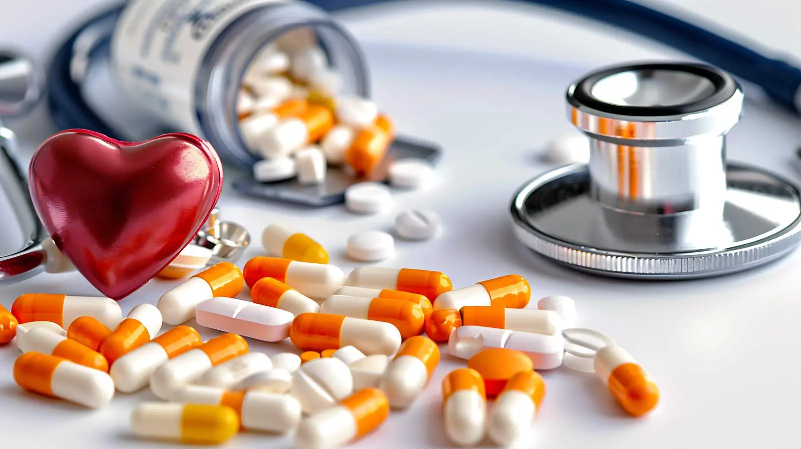 Close-Up of Pills and Stethoscope on Table — free download from Dotvec