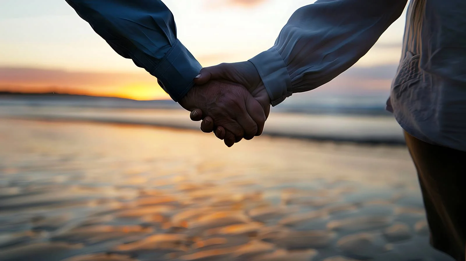 Serene Elderly Couple Beach Hand-Holding — free download from Dotvec