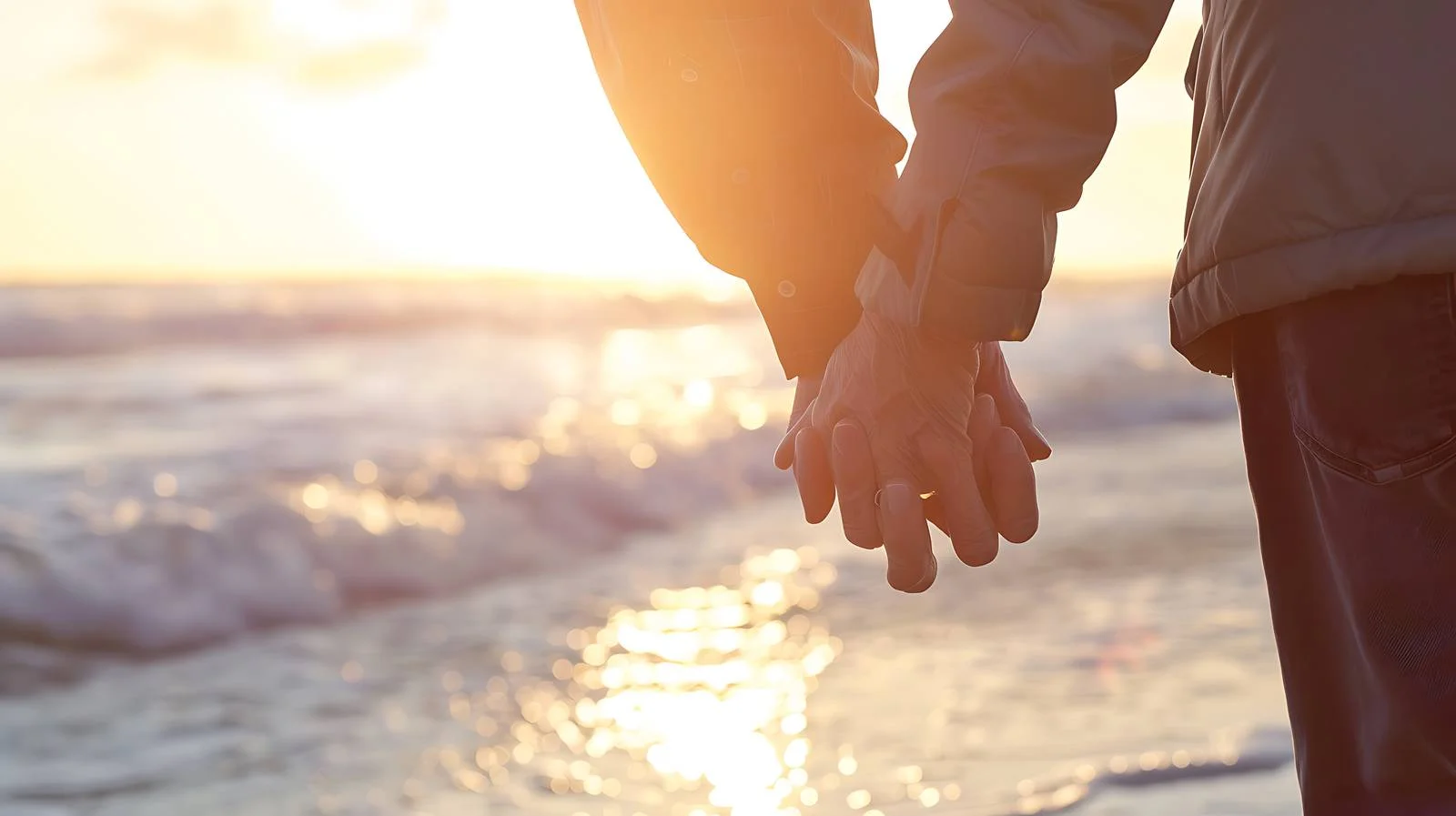 Serene Senior Couple Beach Holding Hands — free download from Dotvec