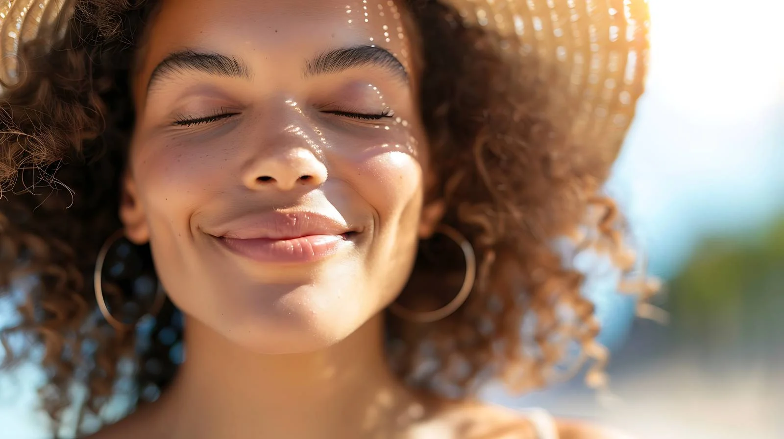 Beautiful Woman Smiling with Eyes Closed — free download from Dotvec