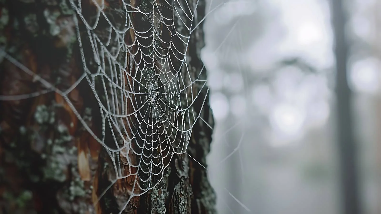Detailed Spider Web on Forest Tree Trunk — free download from Dotvec