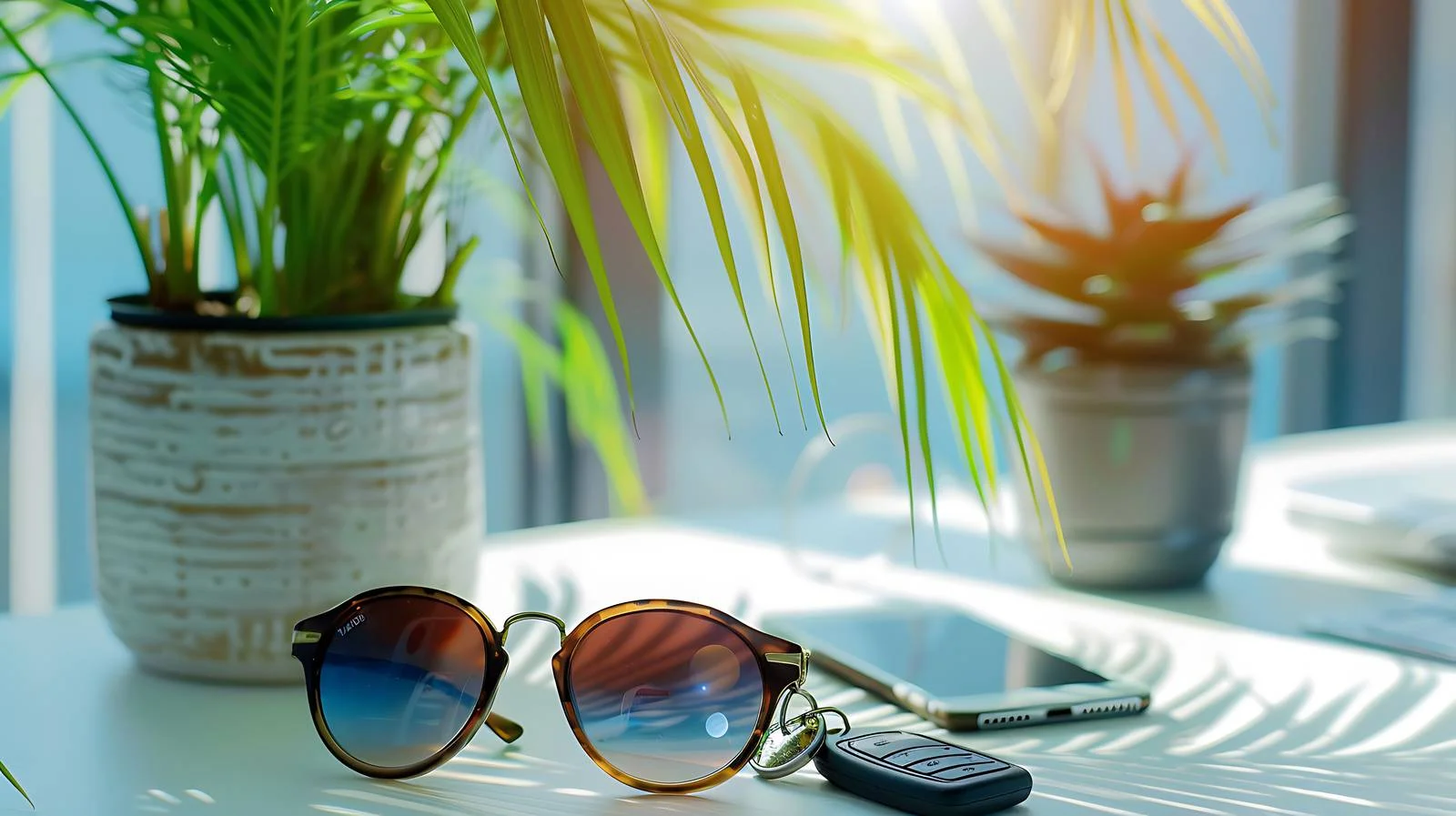 Elegant Sunglasses, Smartphone, and Car Key — free download from Dotvec