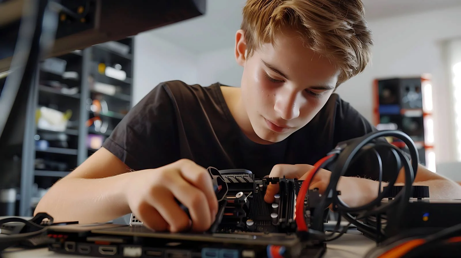 Teenager Assembling Personal Computer — free download from Dotvec