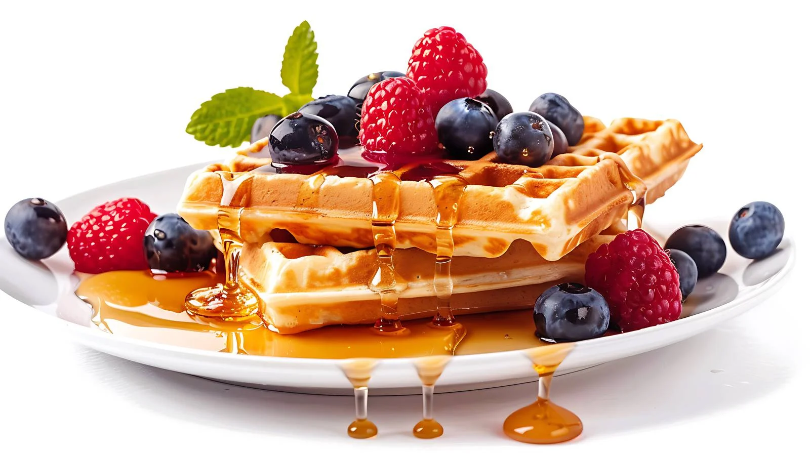 Delicious waffles with honey drizzle — free download from Dotvec