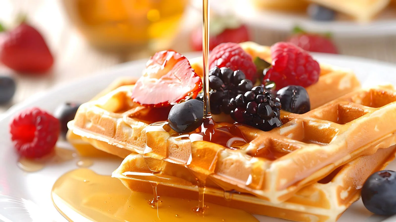 Delicious Waffles with Honey Drizzle — free download from Dotvec