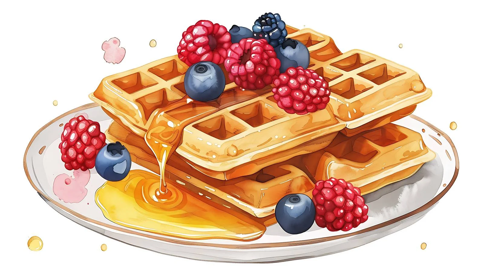 Exquisite Waffles with Honey and Fresh Berries — free download from Dotvec