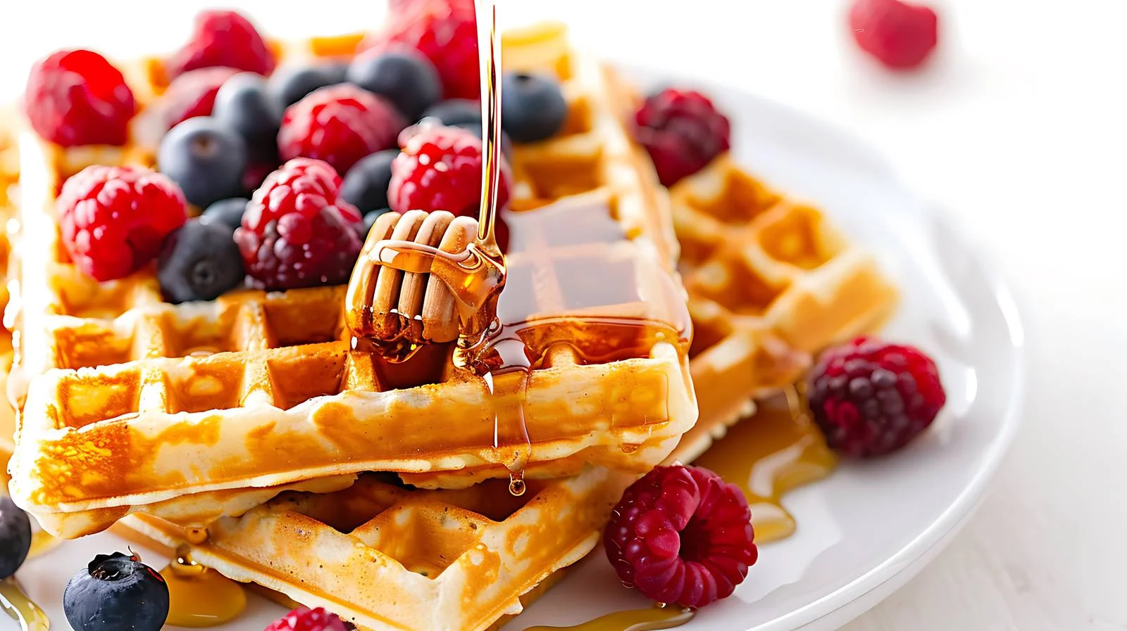 Delicious Waffles with Honey and Berries — free download from Dotvec