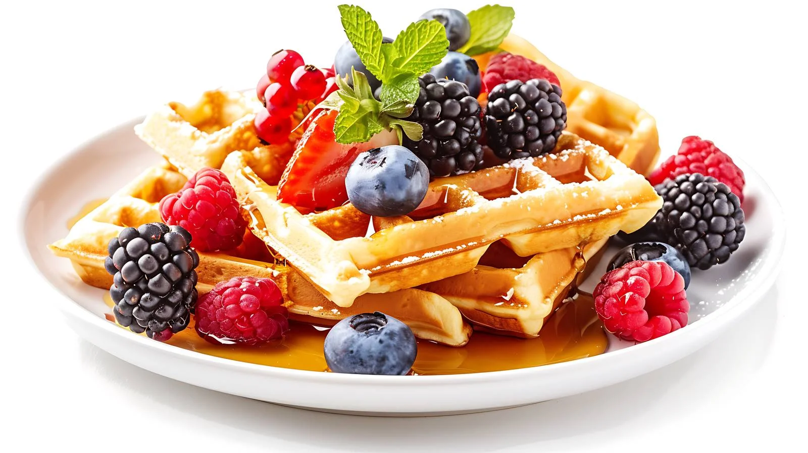 Delicious Waffles with Honey and Berries — free download from Dotvec