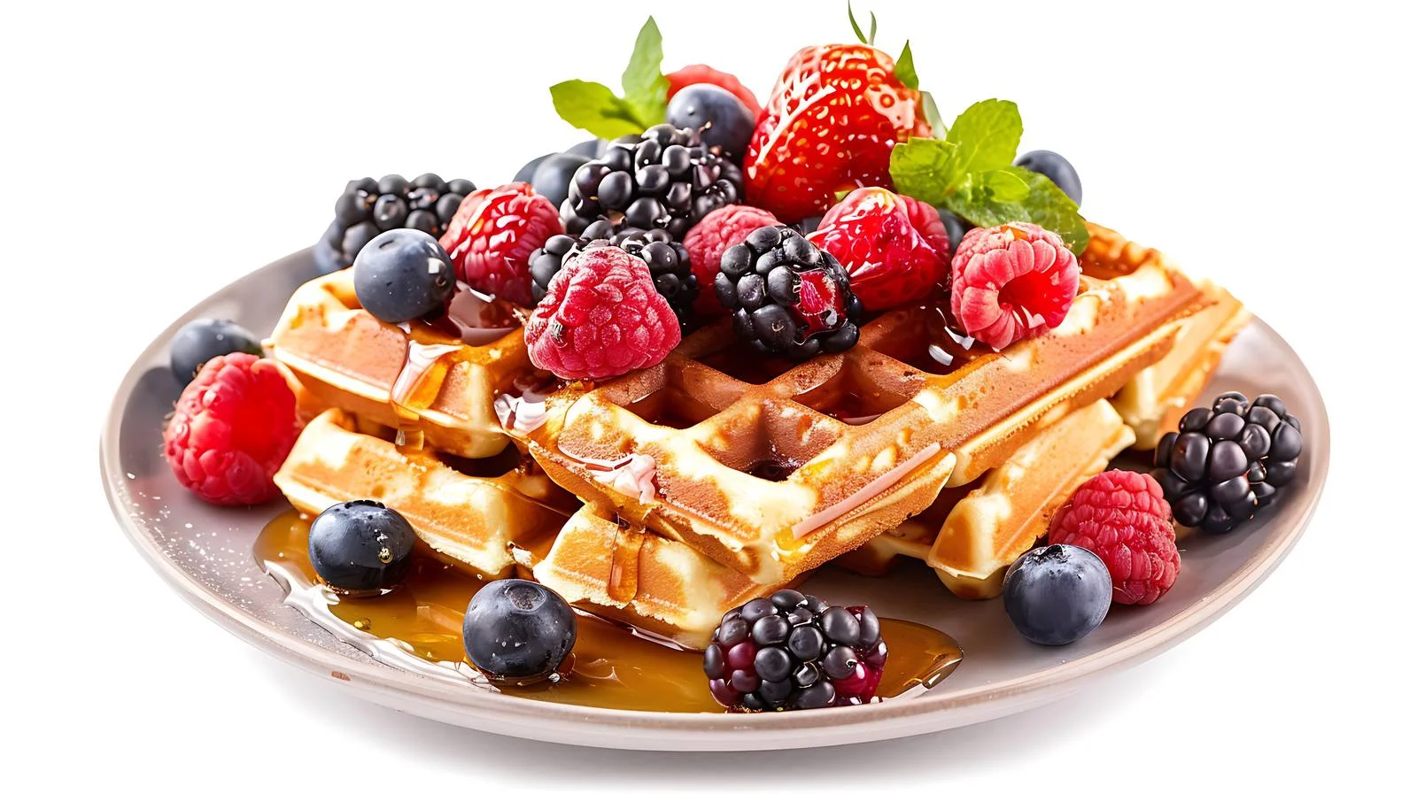 Delicious Waffles Topped with Honey and Berries — free download from Dotvec