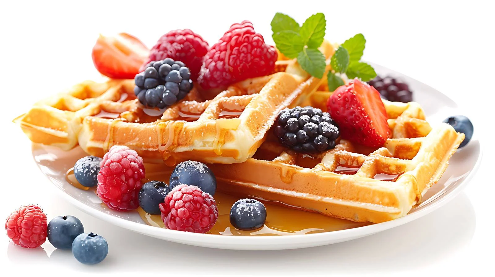 Delicious Waffles with Honey and Berries — free download from Dotvec