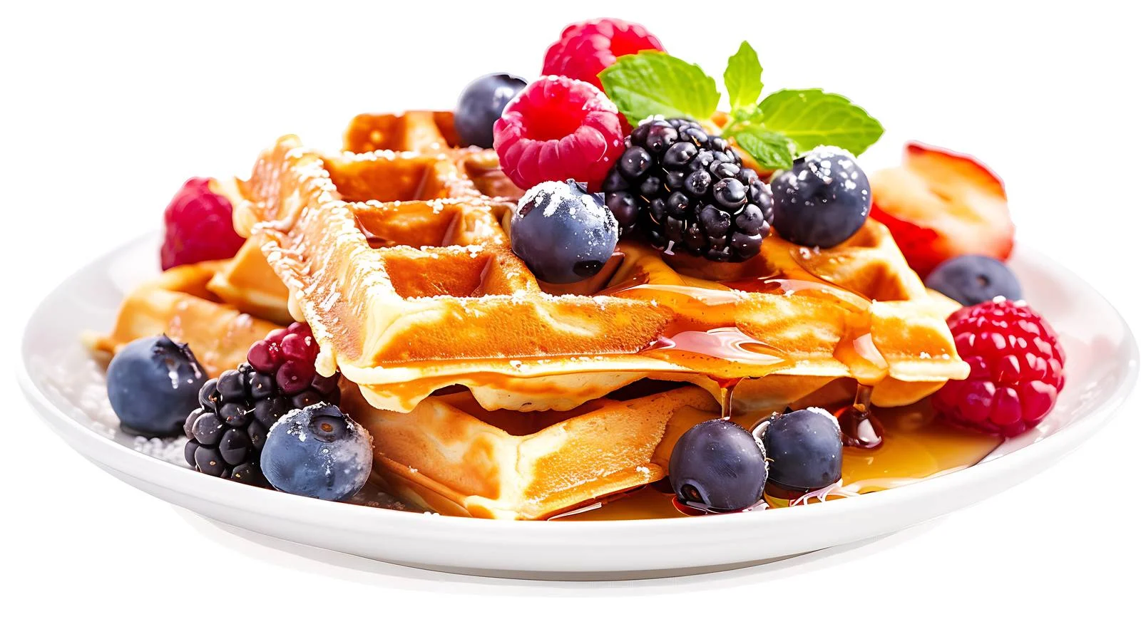 Delicious Waffles with Honey and Fresh Berries — free download from Dotvec