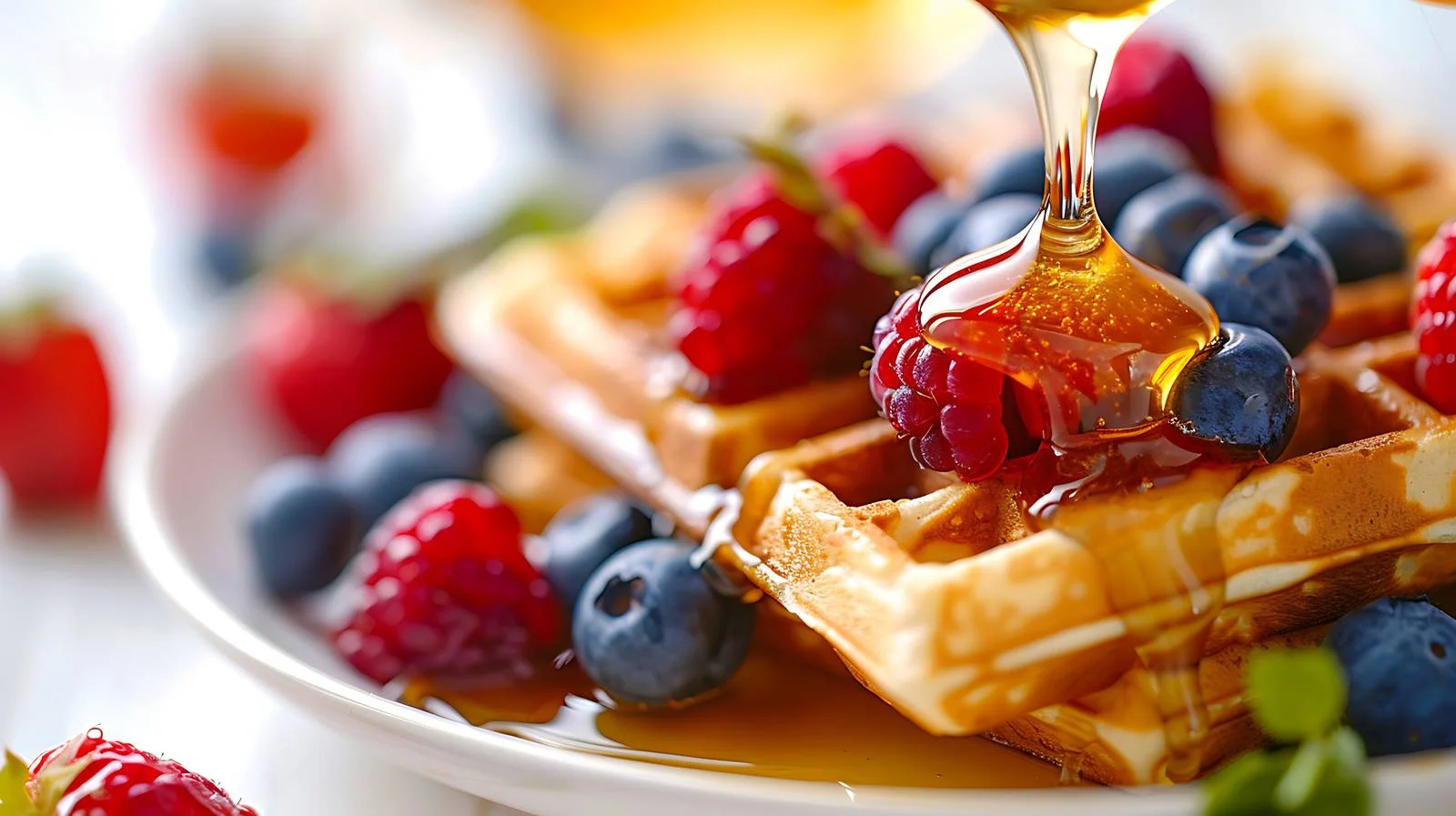 Delicious Waffles with Berries and Honey — free download from Dotvec