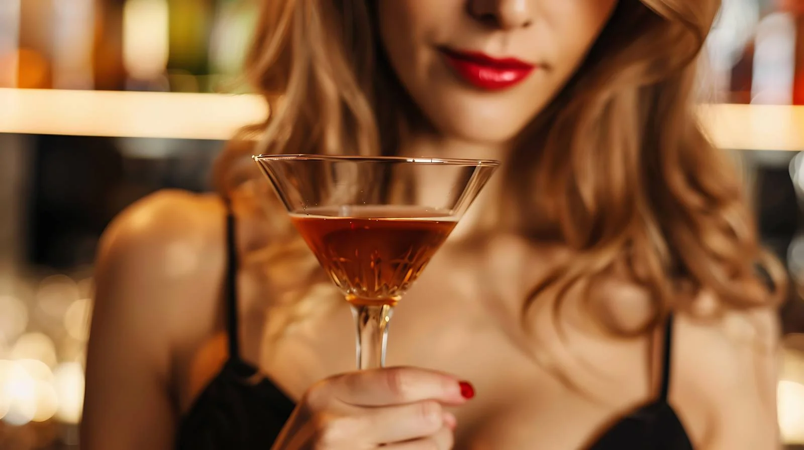 Elegant Woman with Cocktail in Bar — free download from Dotvec