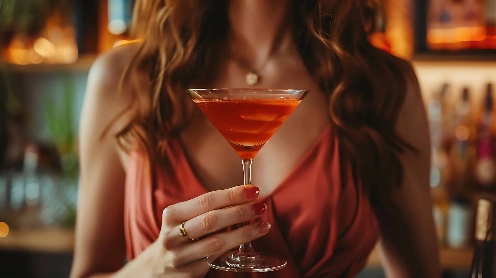 Elegant Woman with Cocktail in Bar — free download from Dotvec