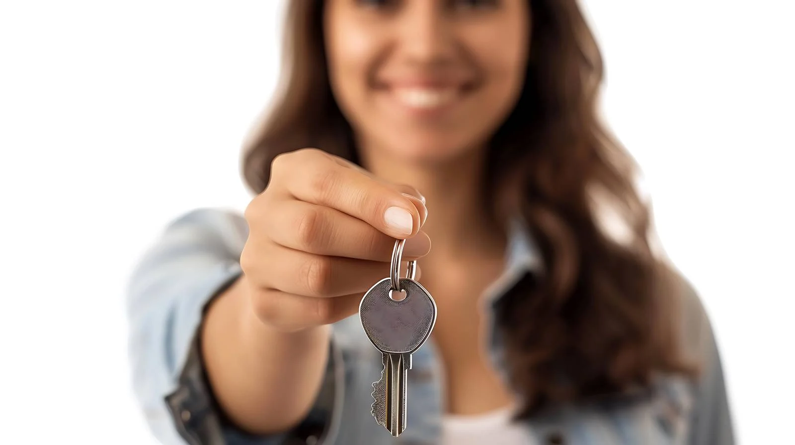 Woman Holding House Key in New Home — free download from Dotvec