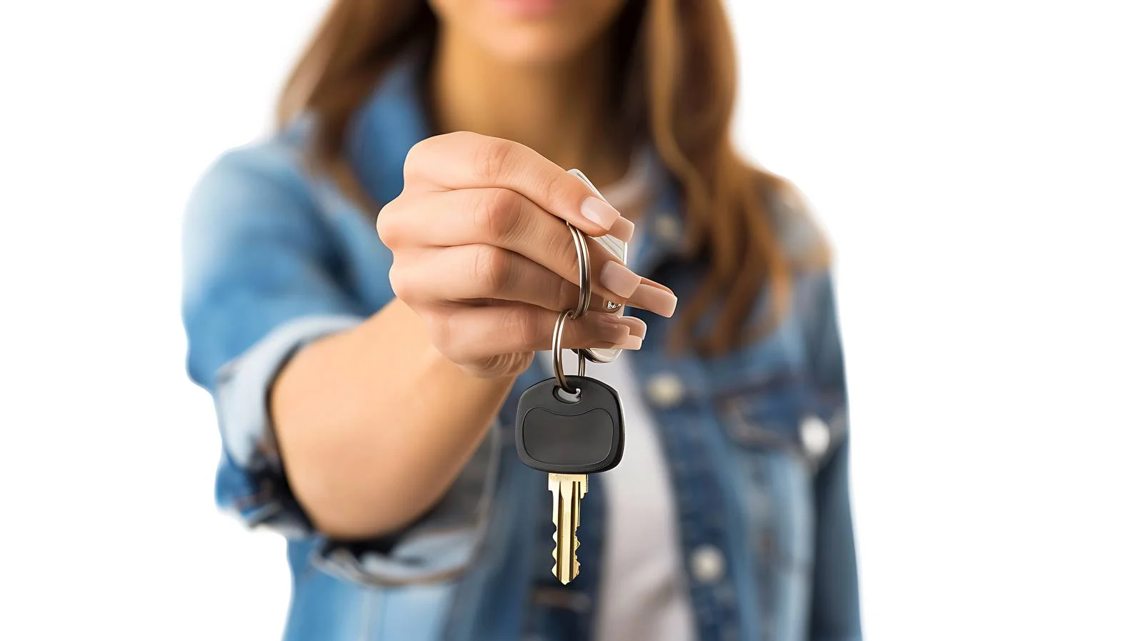 Woman Holding House Key in New Home — free download from Dotvec