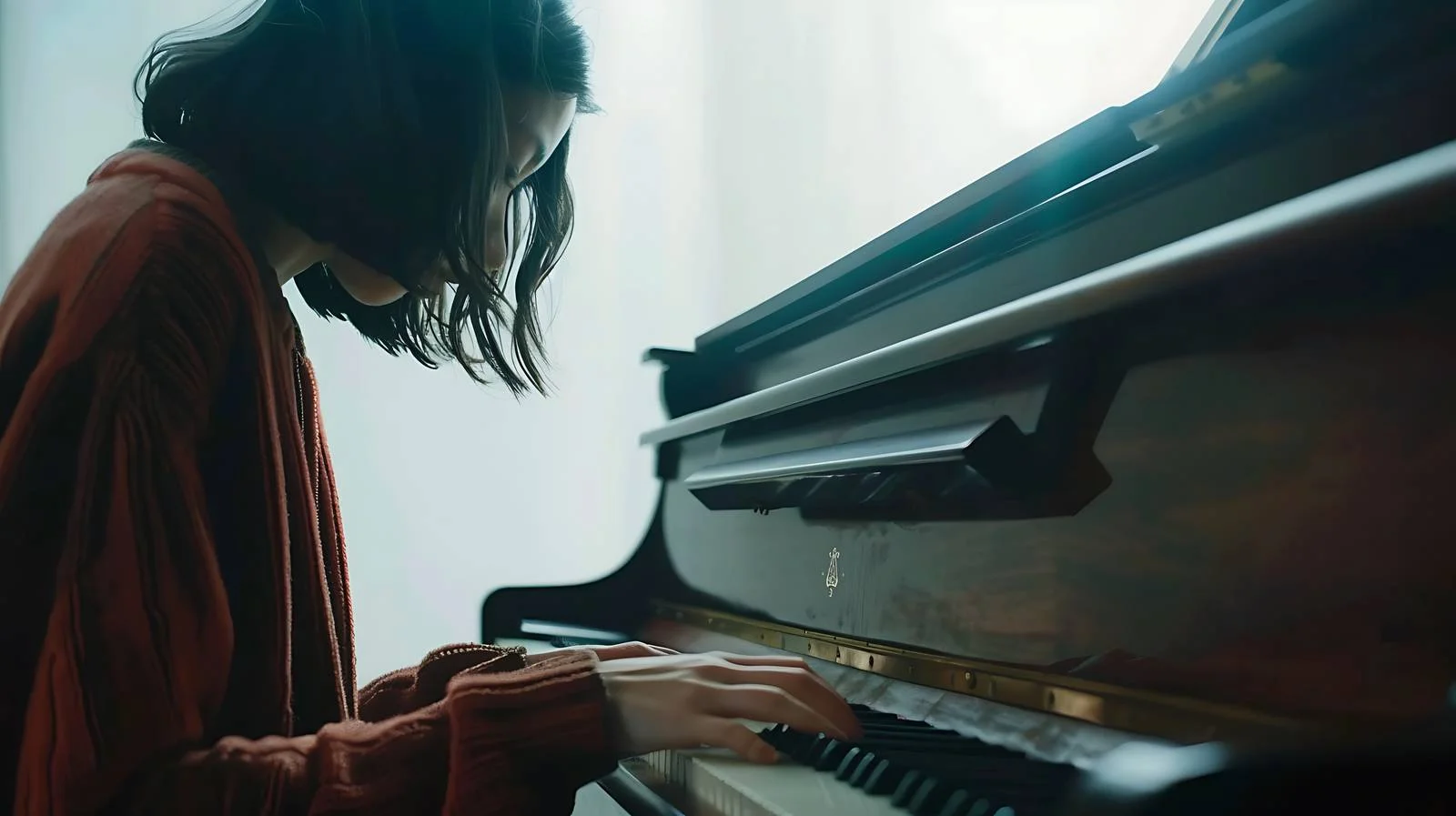 Woman Playing Piano on White Background — free download from Dotvec