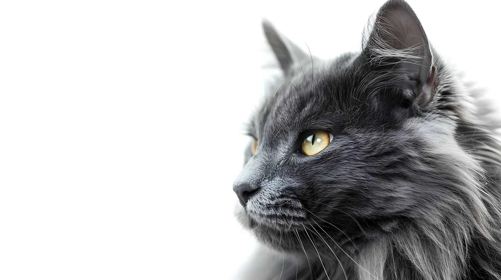 Grey Nibelung Cat Close-Up Portrait Isolated — free download from Dotvec