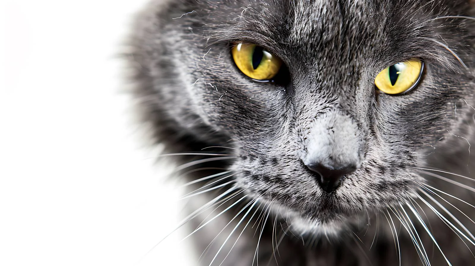 Intense close-up of Nibelung's grey cat — free download from Dotvec