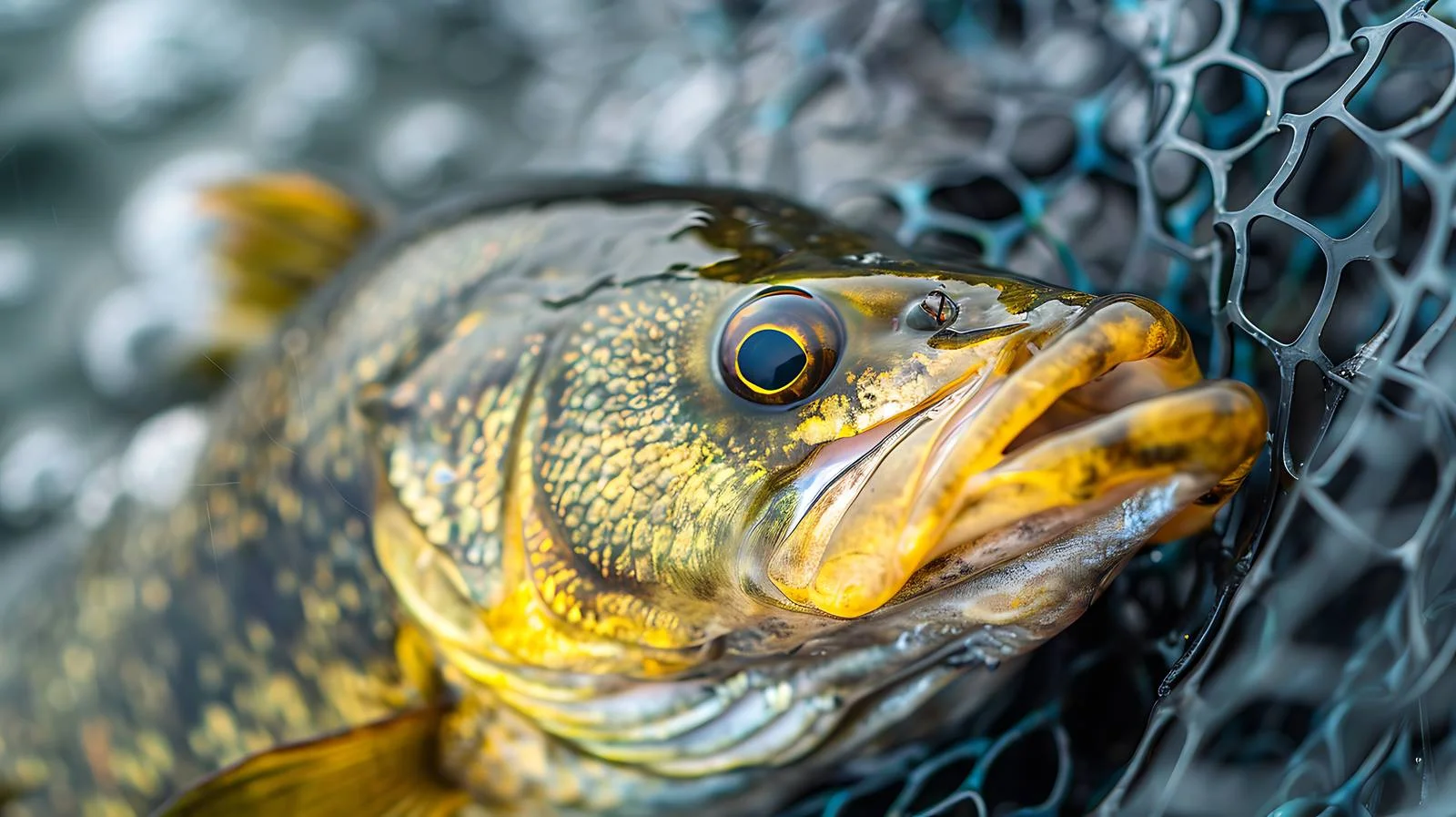 Detailed Capture of Walleye in Fishing Net — free download from Dotvec