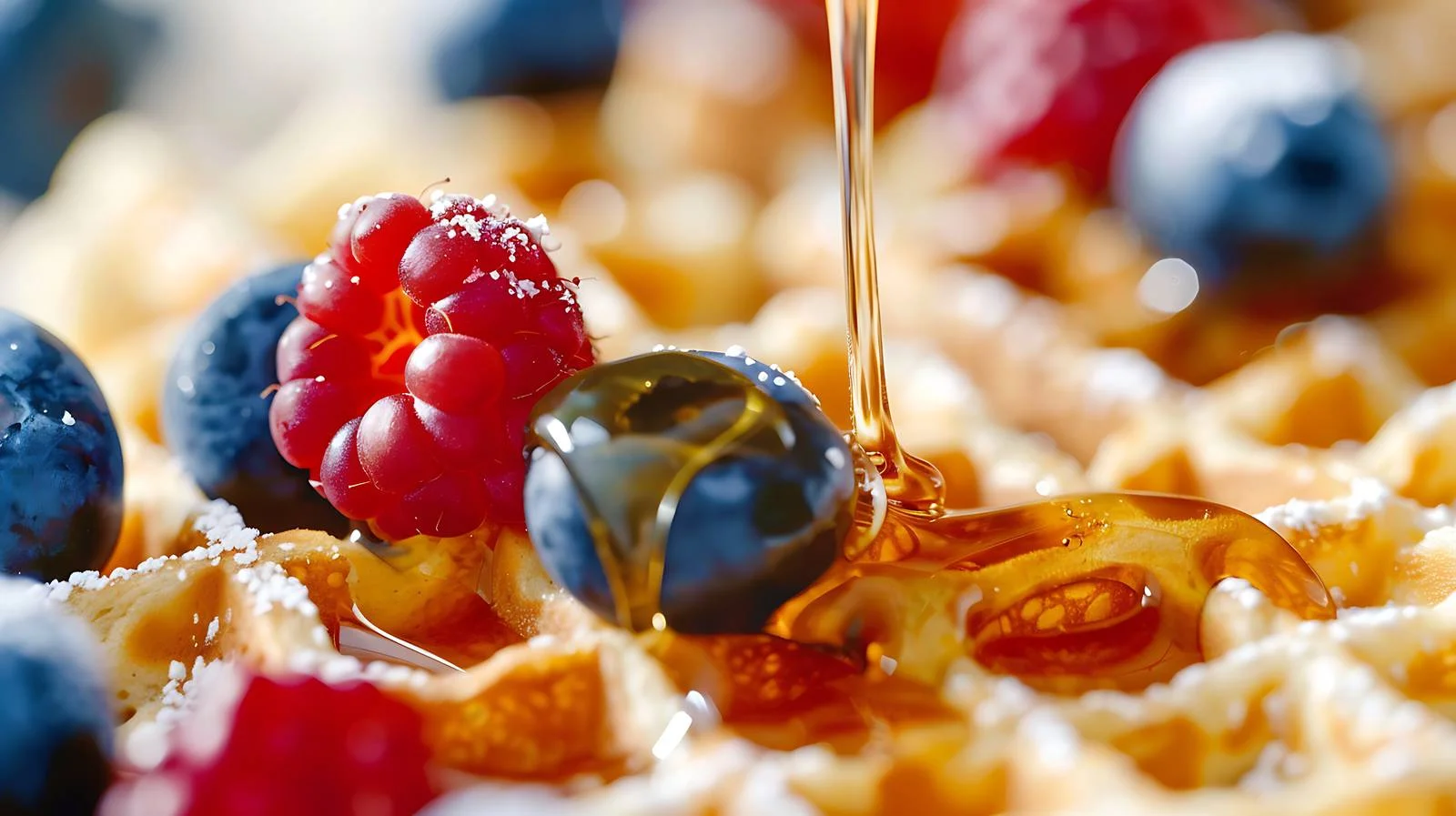 Delicious Waffles Topped with Honey and Berries — free download from Dotvec