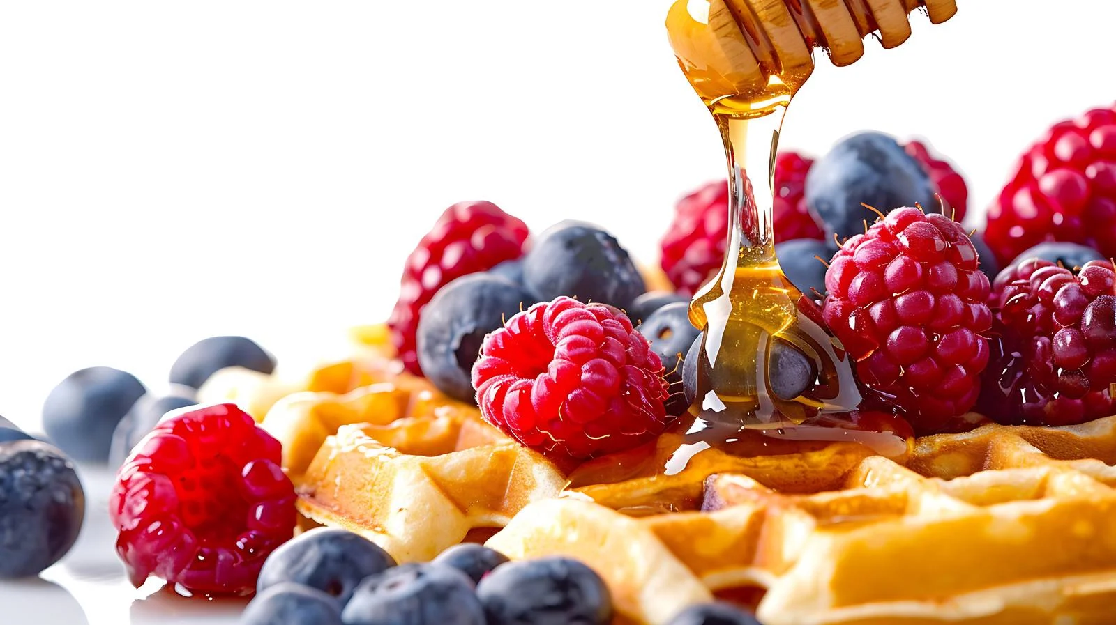 Delicious Waffles with Honey and Berries — free download from Dotvec