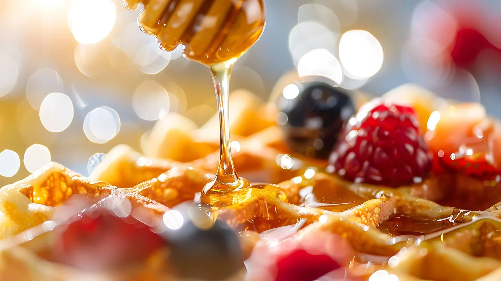 Delicious Waffles with Honey and Berries — free download from Dotvec