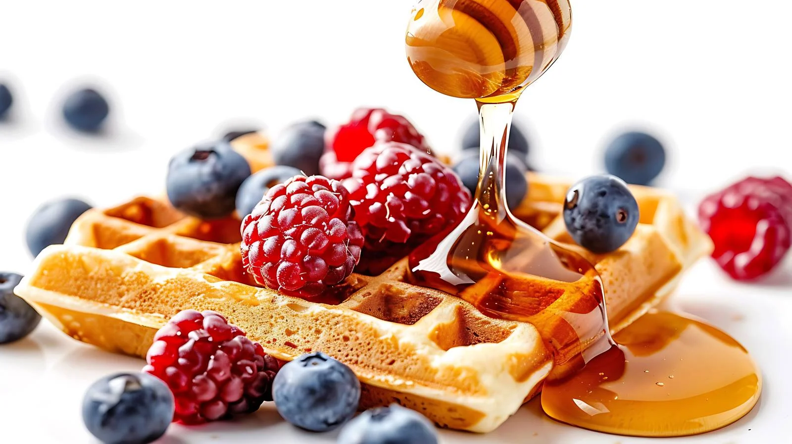 Exquisite Waffles with Honey and Berries — free download from Dotvec