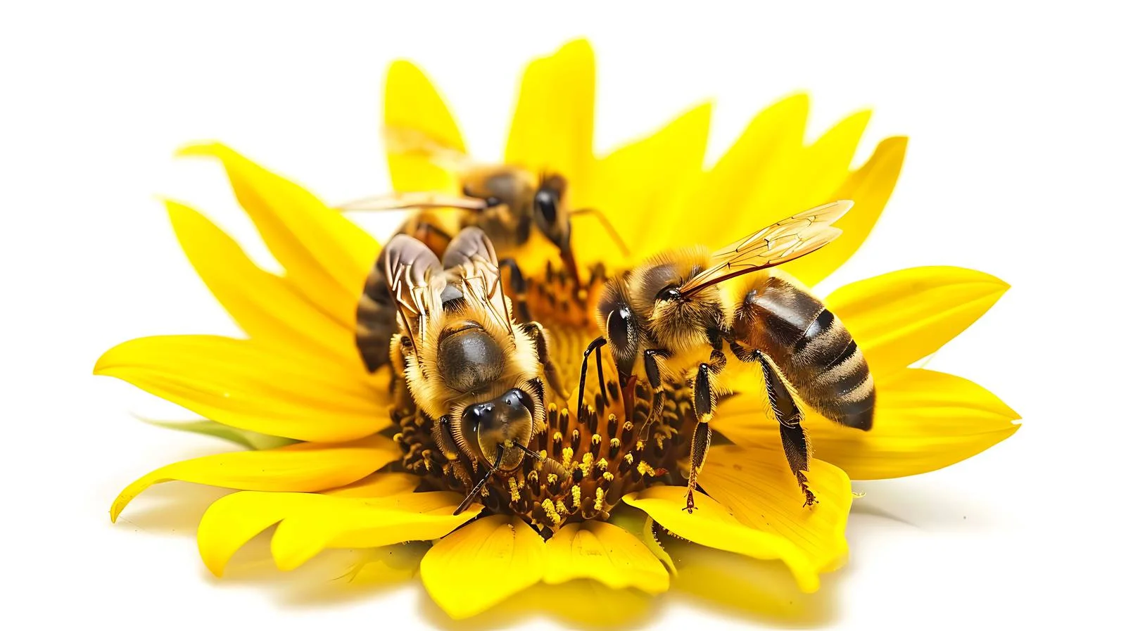 Sunflower Pollination by Bees Close-Up Shot — free download from Dotvec