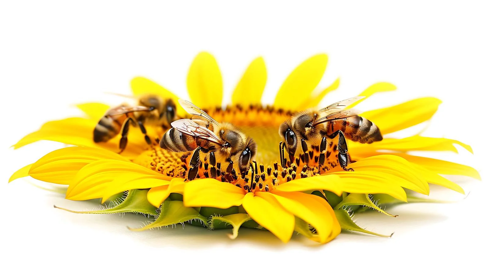 Sunflower bees pollinating with soft focus — free download from Dotvec