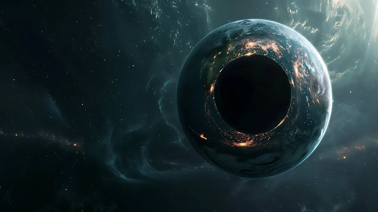 Black Hole Close-Up with Earth Planet — free download from Dotvec