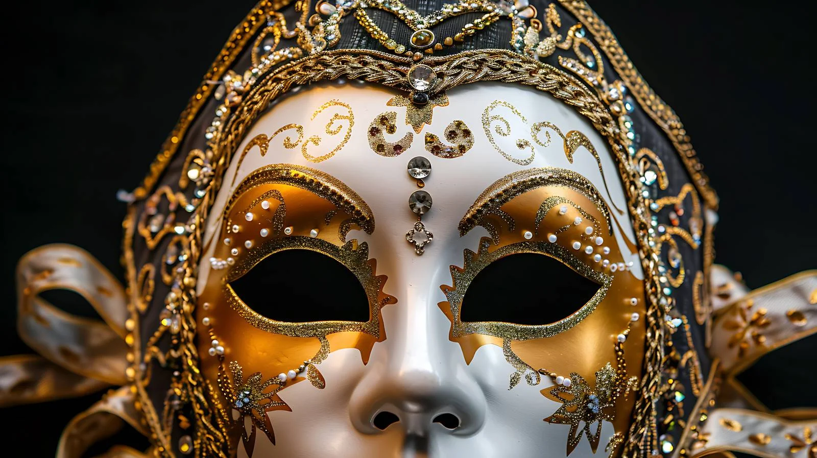 Luxurious Carnival Gold Mask with Diamonds — free download from Dotvec