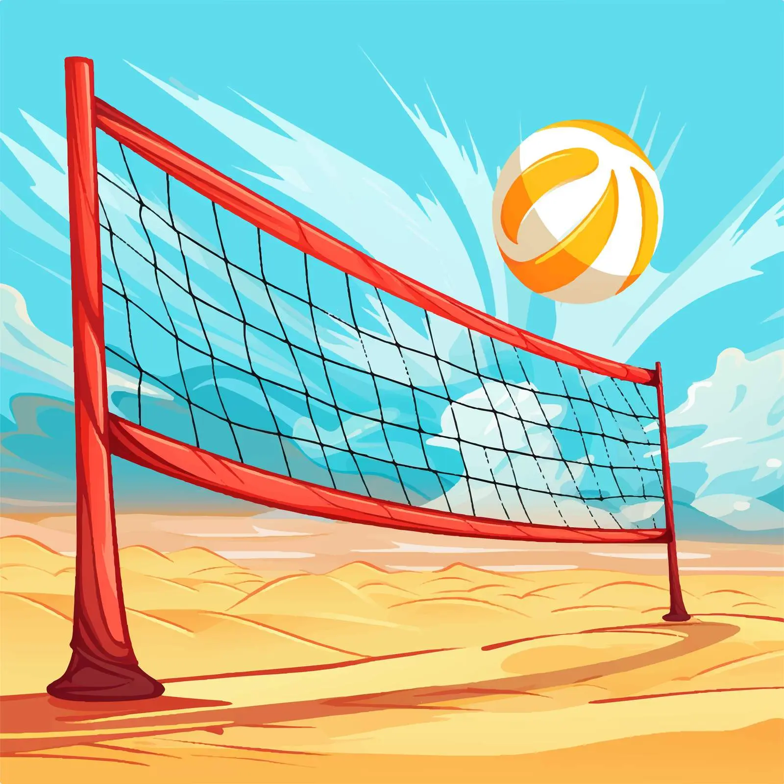 Close-Up Cartoon Volleyball Net Vector Illustration — free download from Dotvec