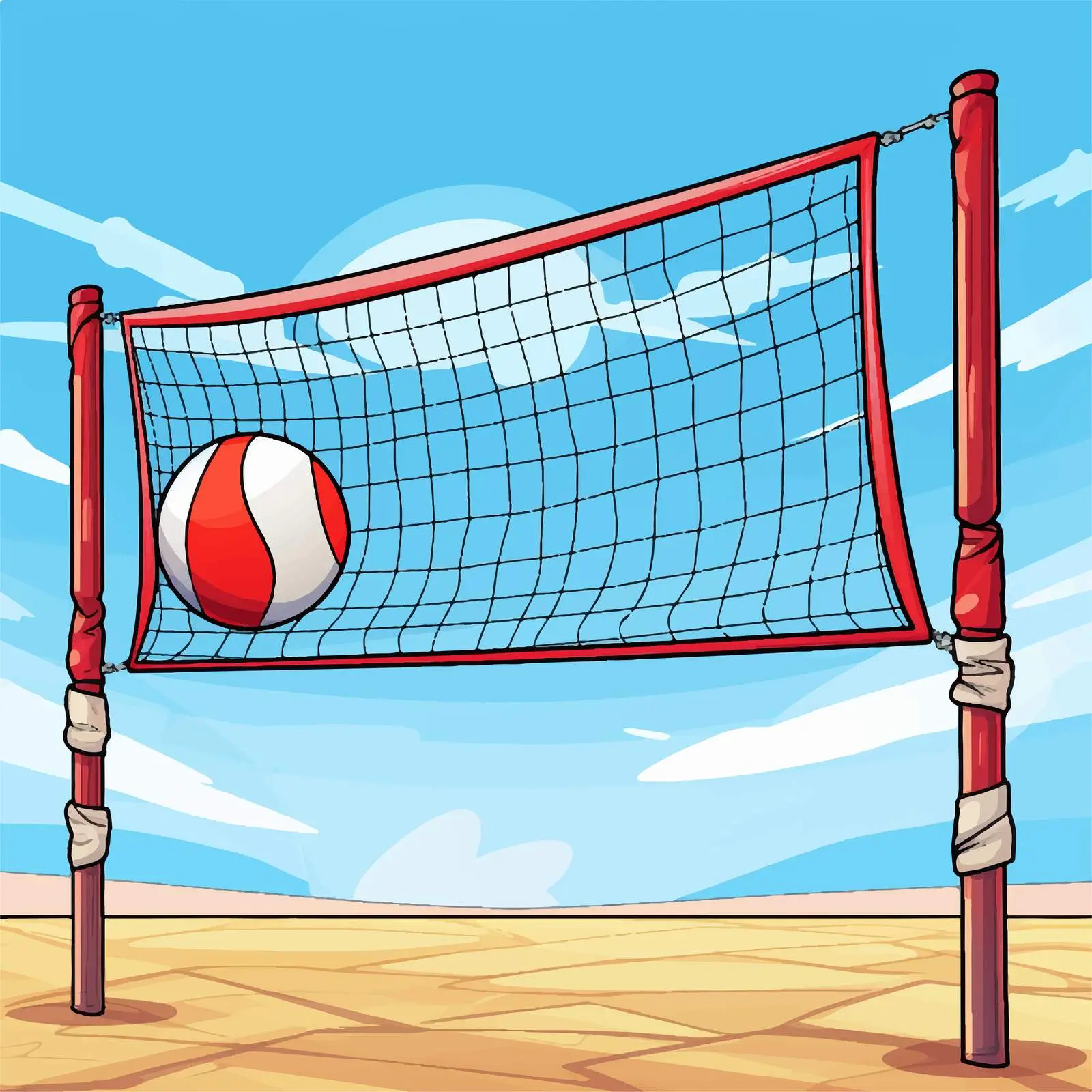 Close Up Cartoon Volleyball Net Vector Illustration — free download from Dotvec