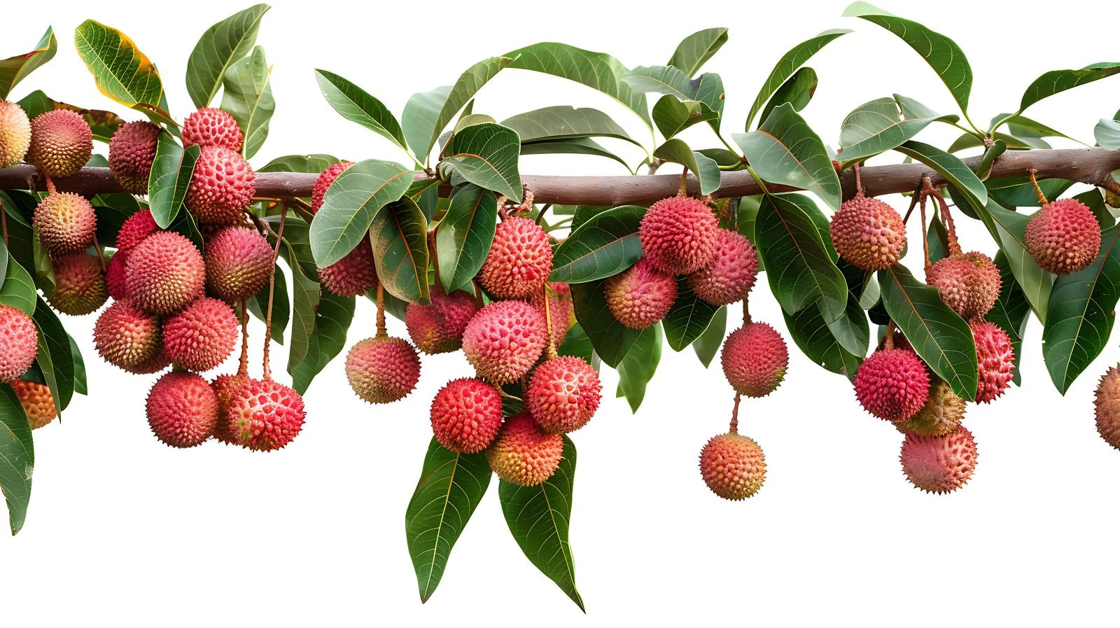 Fresh Lychees Hanging on Isolated Trees – free cluster image from Dotvec
