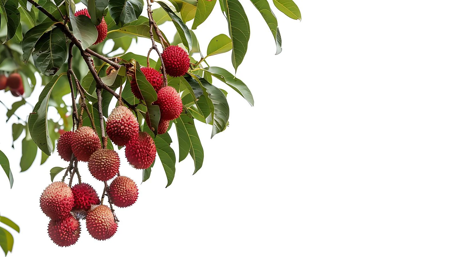 Ripe lychees on isolated trees – free cluster image from Dotvec