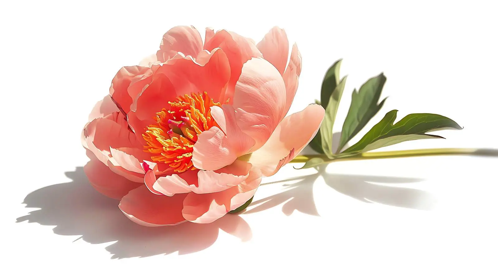 Peach Peony Flower in Sunlight and Shadows — free download from Dotvec