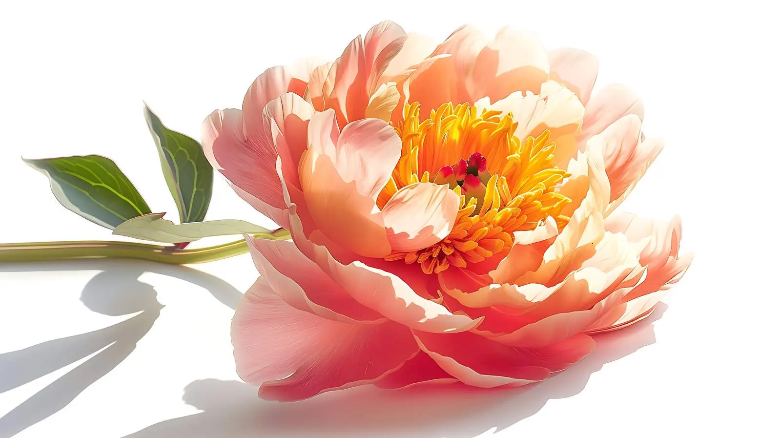 Closeup of Peach Peony Flower in Sunlight – free loom image from Dotvec