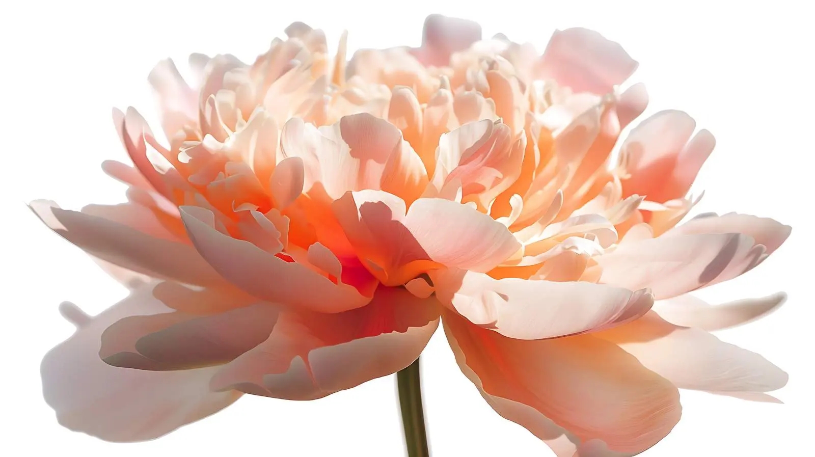 Beautiful Peach Peony in Sunlight — free download from Dotvec