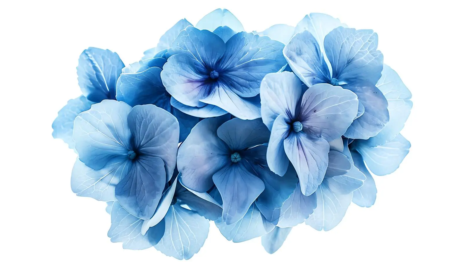 Closeup of Blue Hydrangea Flower on White Background — free download from Dotvec