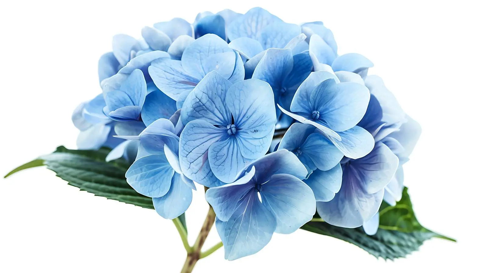 Closeup of Blue Hydrangea Flower on White Background — free download from Dotvec