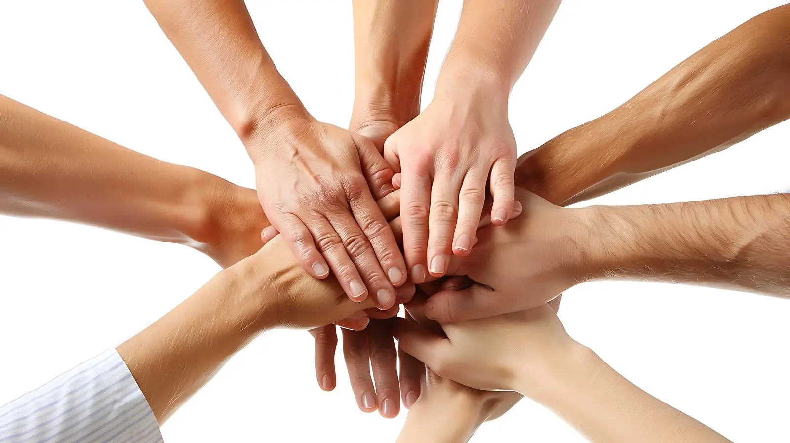 Closeup of Business People's Hands Creating a Pile – free group image from Dotvec