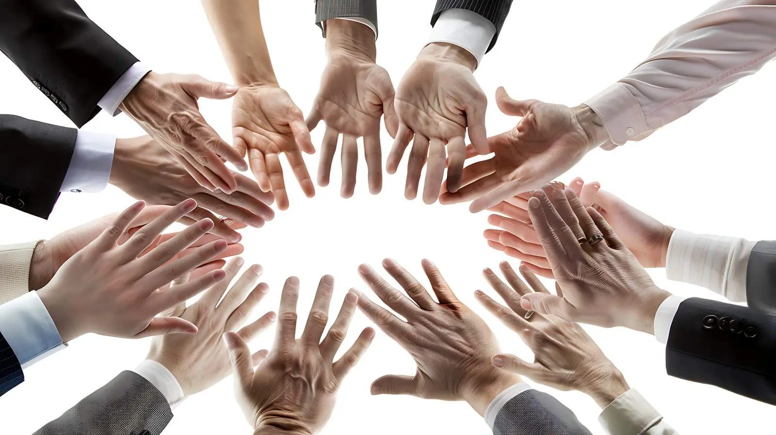 Closeup of Business Hands Creating a Pile – free operation image from Dotvec