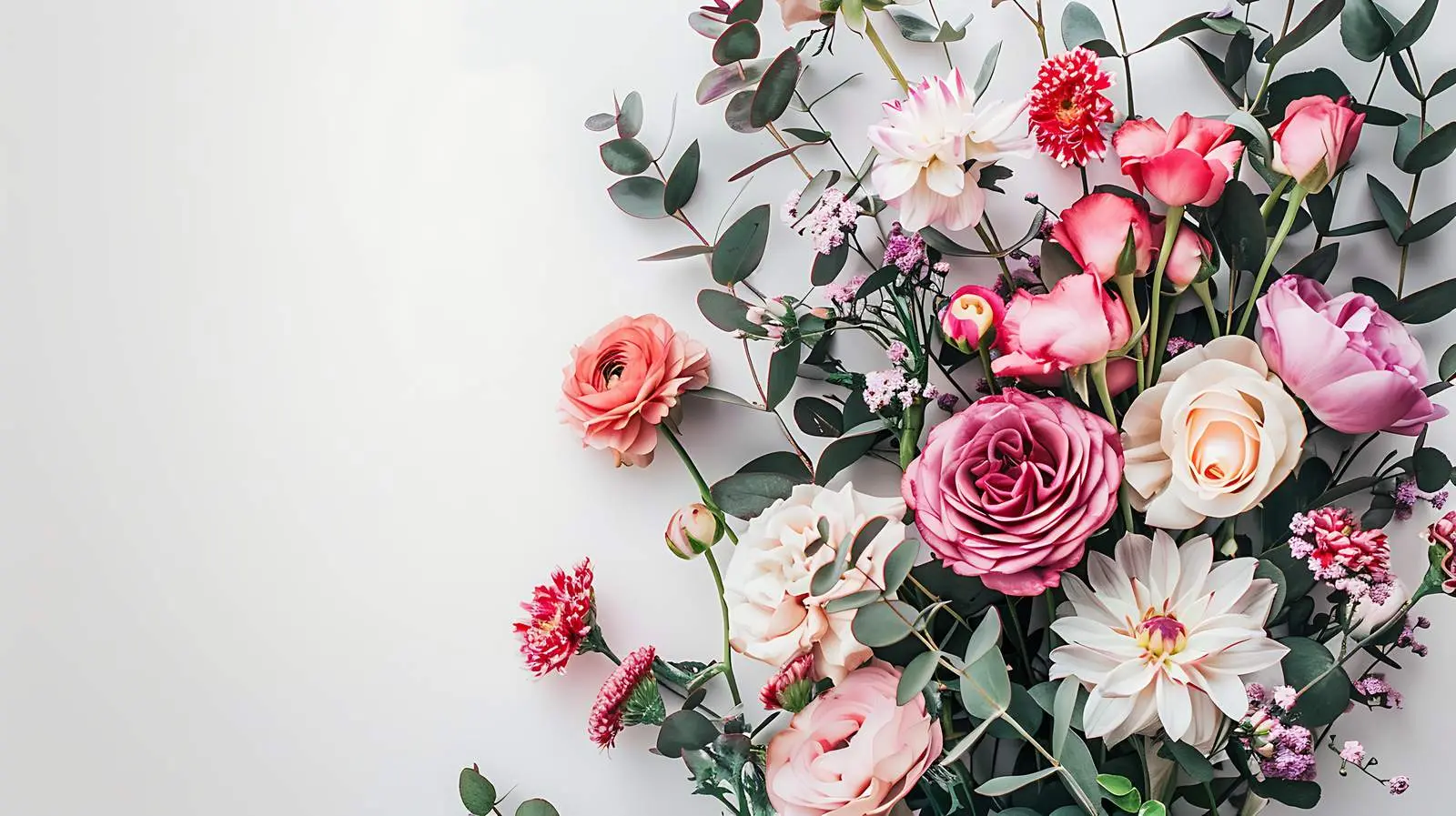 Closeup of Minimal Flower Bouquet on White — free download from Dotvec