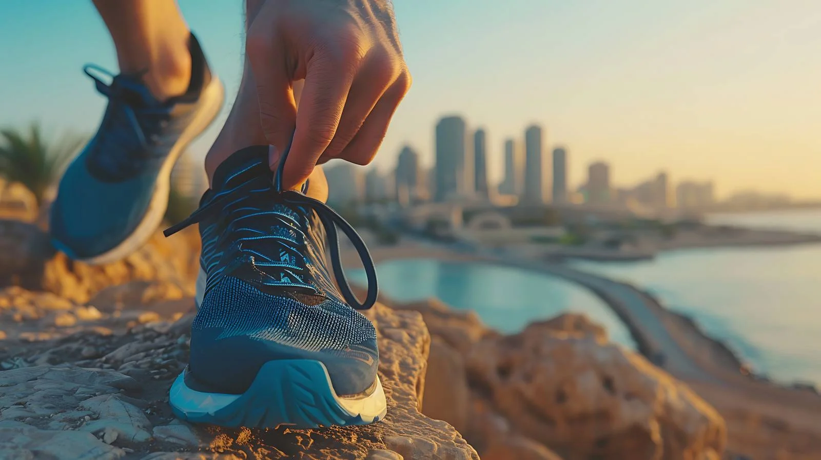 Man Tying Shoe Laces Outdoors — free download from Dotvec