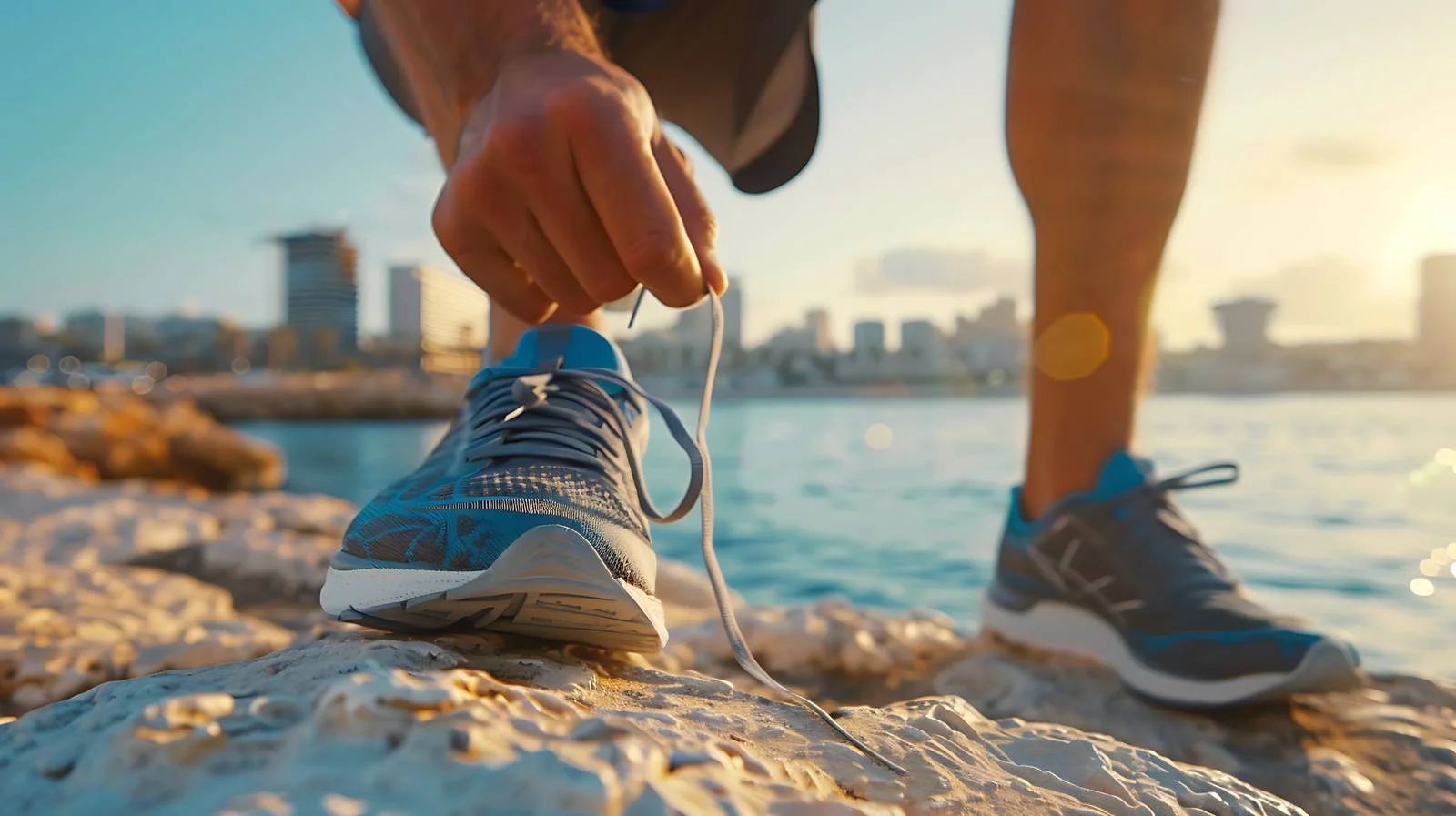 Man Tying Shoe Laces Outdoors — free download from Dotvec