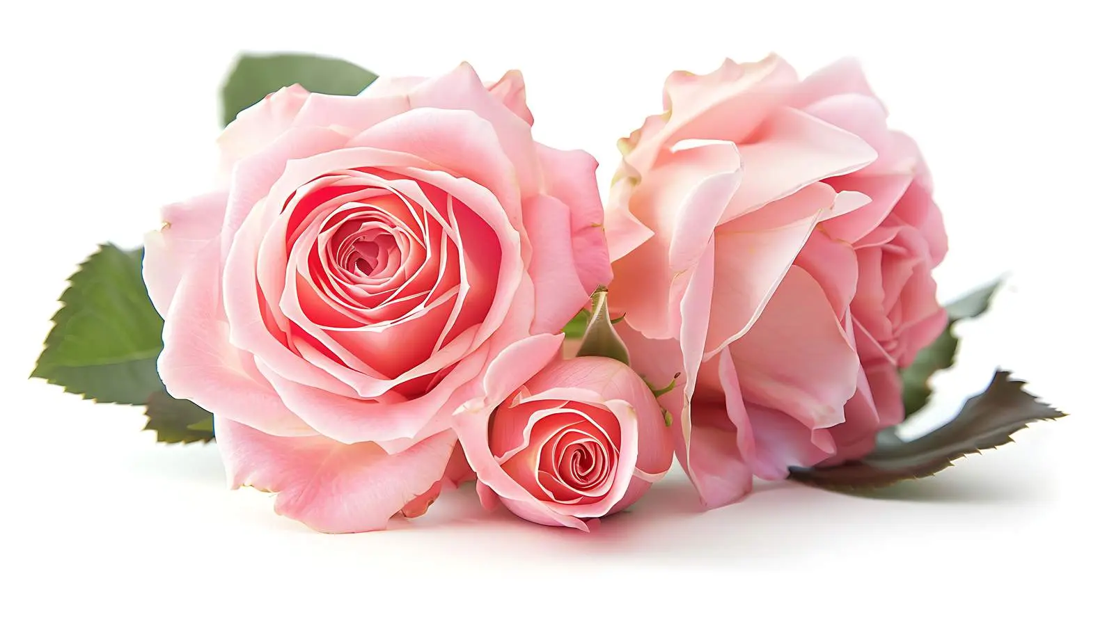Closeup of Pink Rose Flowers on White Background — free download from Dotvec