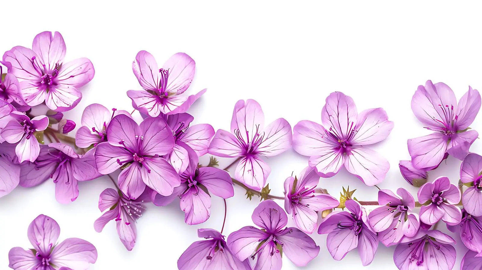 Closeup of Purple Flowers on White Background — free download from Dotvec