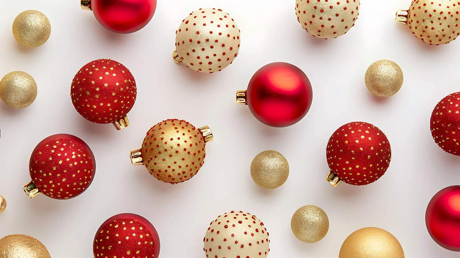 Red and Gold Christmas Baubles Flat Lay – free happiness image from Dotvec