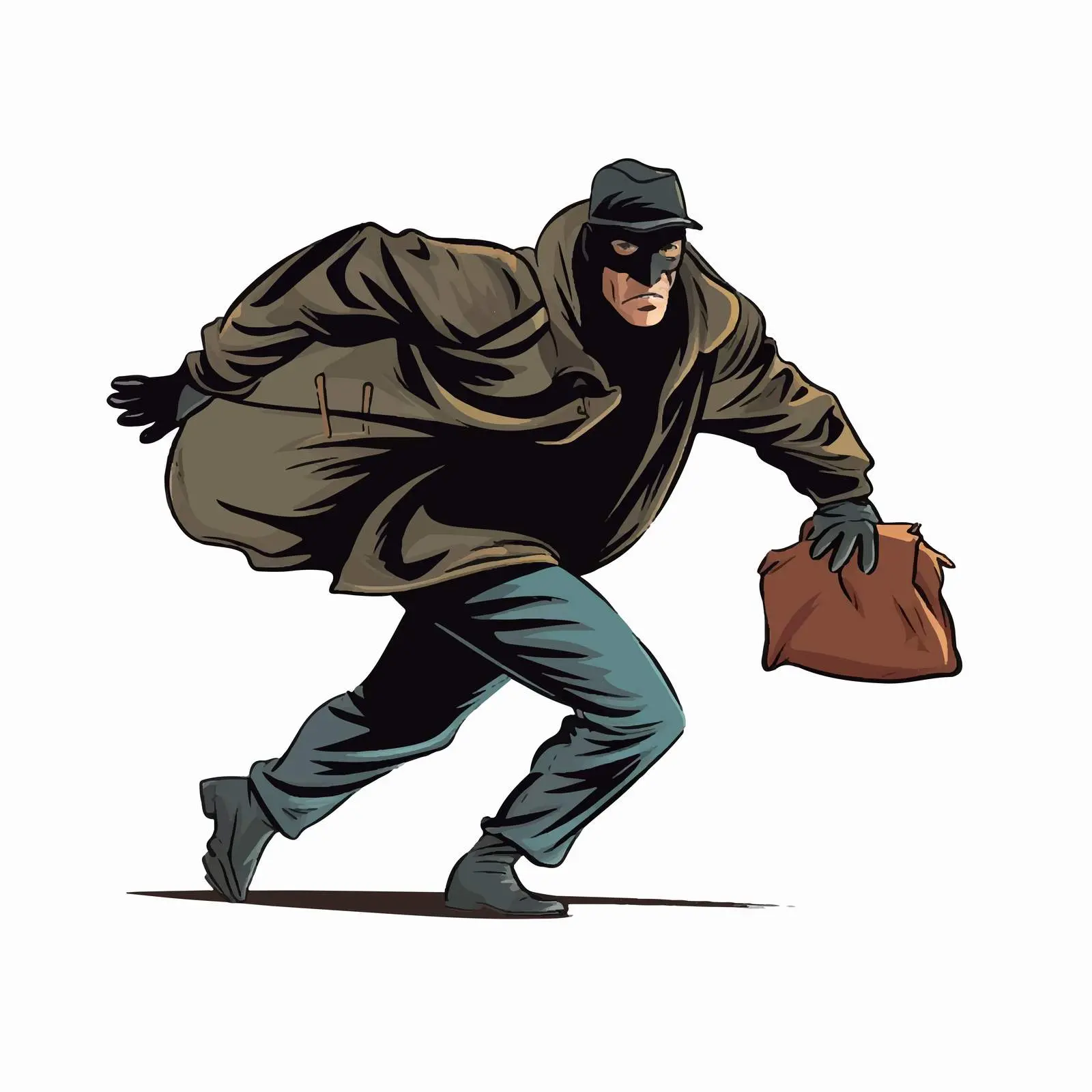 Robber Running Away with Stolen Bag Vector — free download from Dotvec